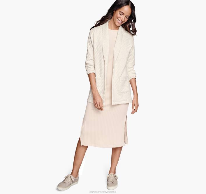 Johnston & Murphy femmes cardigan matelassé à col châle TXRN1294 vêtements crème