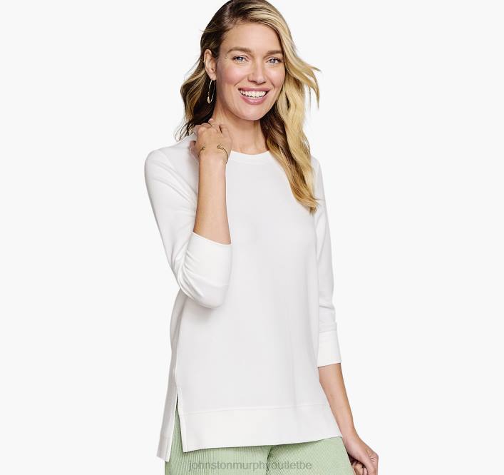 Johnston & Murphy femmes pull à fente latérale TXRN1304 vêtements blanc