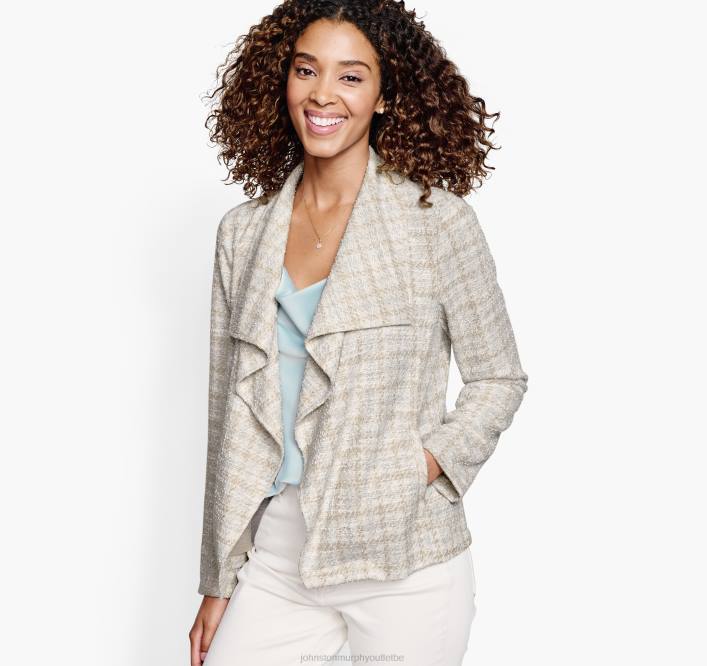Johnston & Murphy femmes veste à col châle bouclé TXRN1290 vêtements beige