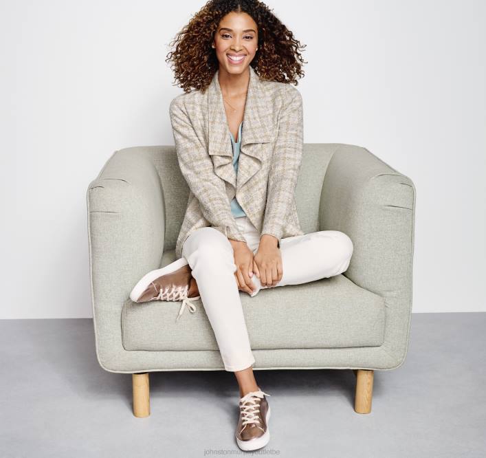 Johnston & Murphy femmes veste à col châle bouclé TXRN1290 vêtements beige