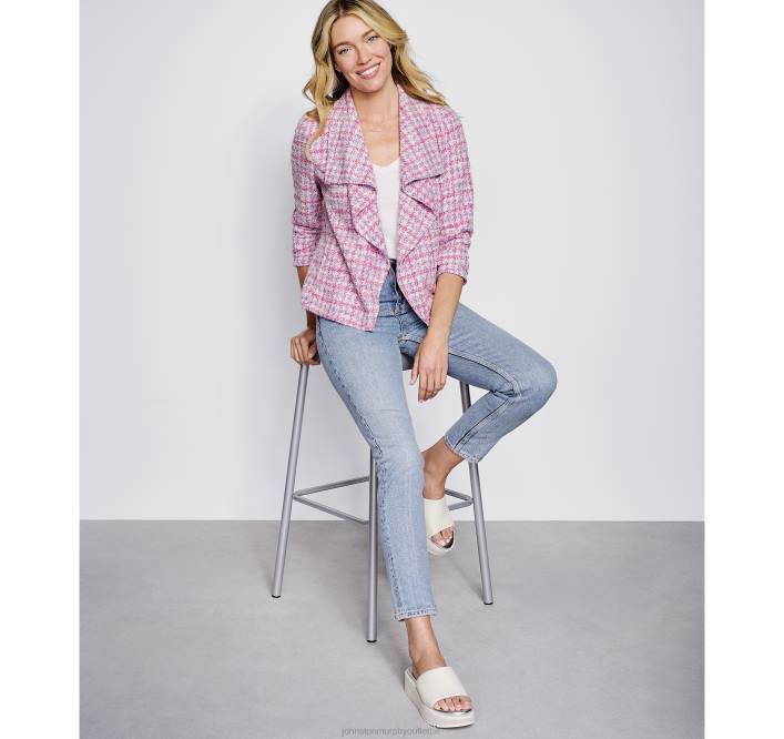 Johnston & Murphy femmes veste à col châle bouclé TXRN1291 vêtements fuchsia
