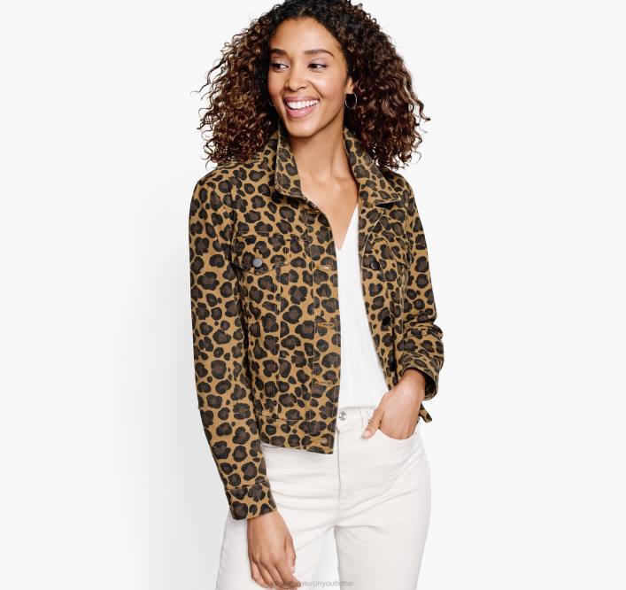Johnston & Murphy femmes veste en jean à imprimé animal TXRN1292 vêtements marron/multicolore