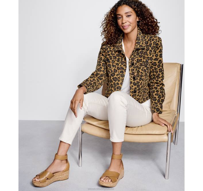 Johnston & Murphy femmes veste en jean à imprimé animal TXRN1292 vêtements marron/multicolore