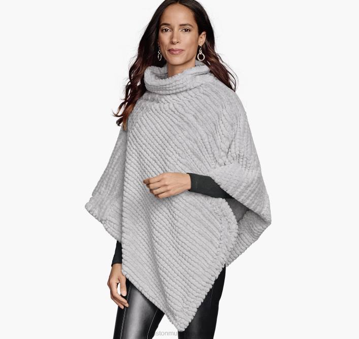 Johnston & Murphy femmes poncho réversible en fausse fourrure TXRN1302 vêtements gris clair