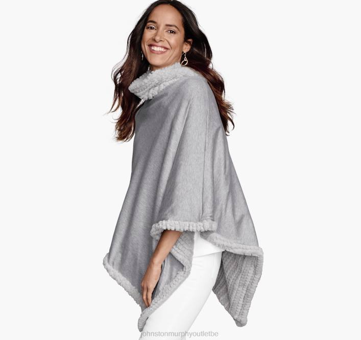 Johnston & Murphy femmes poncho réversible en fausse fourrure TXRN1302 vêtements gris clair