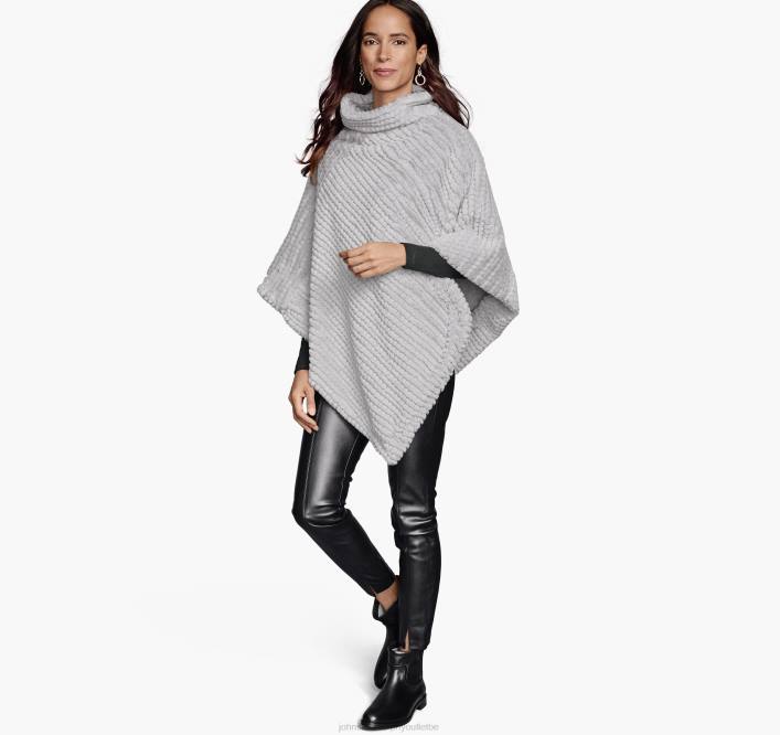 Johnston & Murphy femmes poncho réversible en fausse fourrure TXRN1302 vêtements gris clair