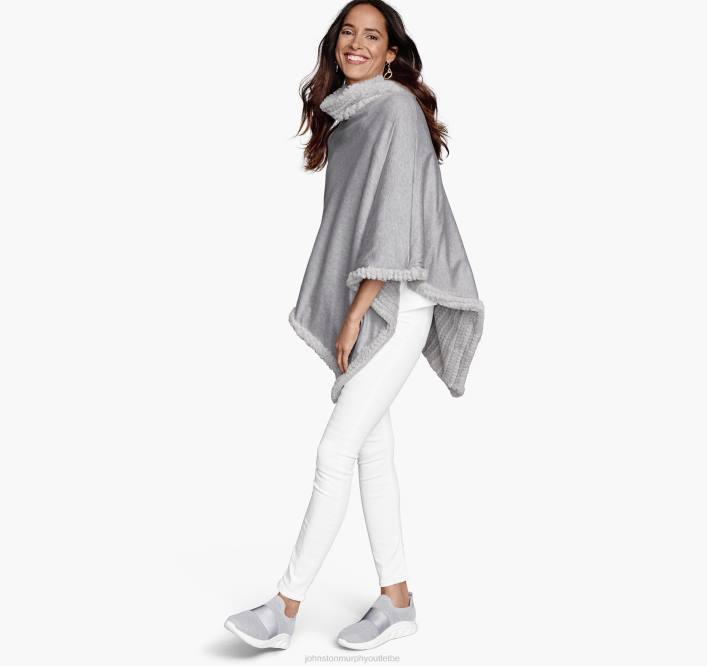 Johnston & Murphy femmes poncho réversible en fausse fourrure TXRN1302 vêtements gris clair
