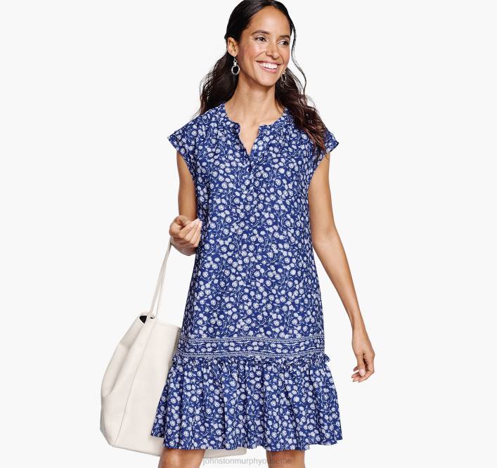 Johnston & Murphy femmes robe fleurie à mancherons TXRN1285 vêtements bleu marine multicolore