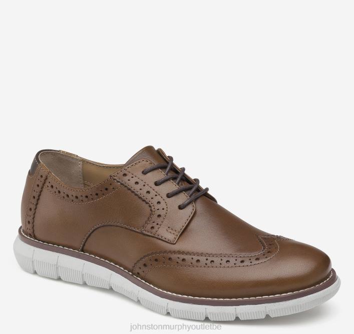 Johnston & Murphy garçon bout d'aile du grand enfant Holden TXRN1352 chaussures beige pleine fleur