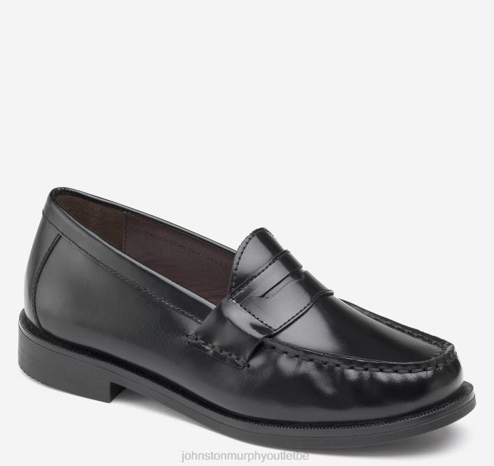 Johnston & Murphy garçon grand enfant Hayes Penny TXRN1356 chaussures cuir brossé noir