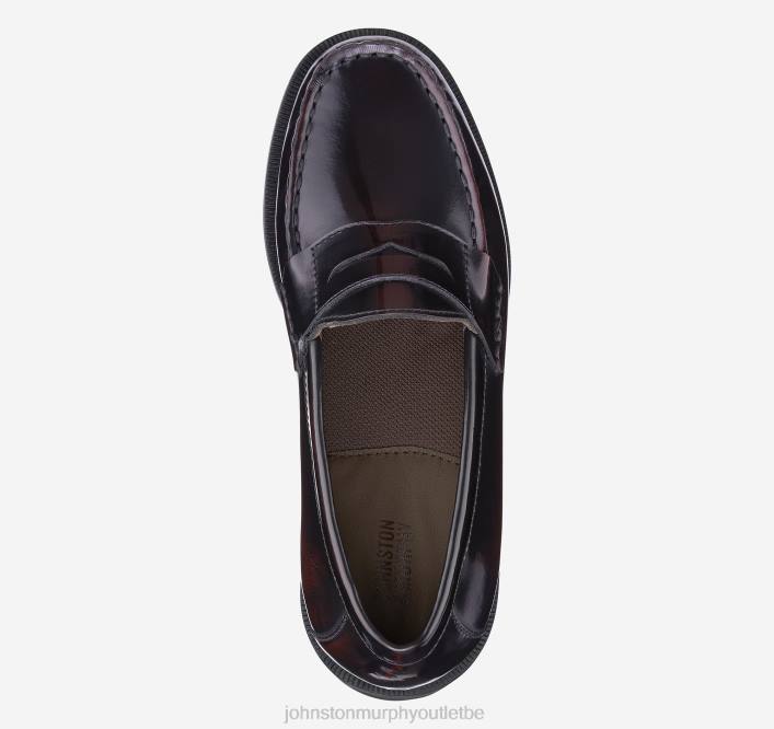 Johnston & Murphy garçon grand enfant Hayes Penny TXRN1357 chaussures cuir brossé bordeaux
