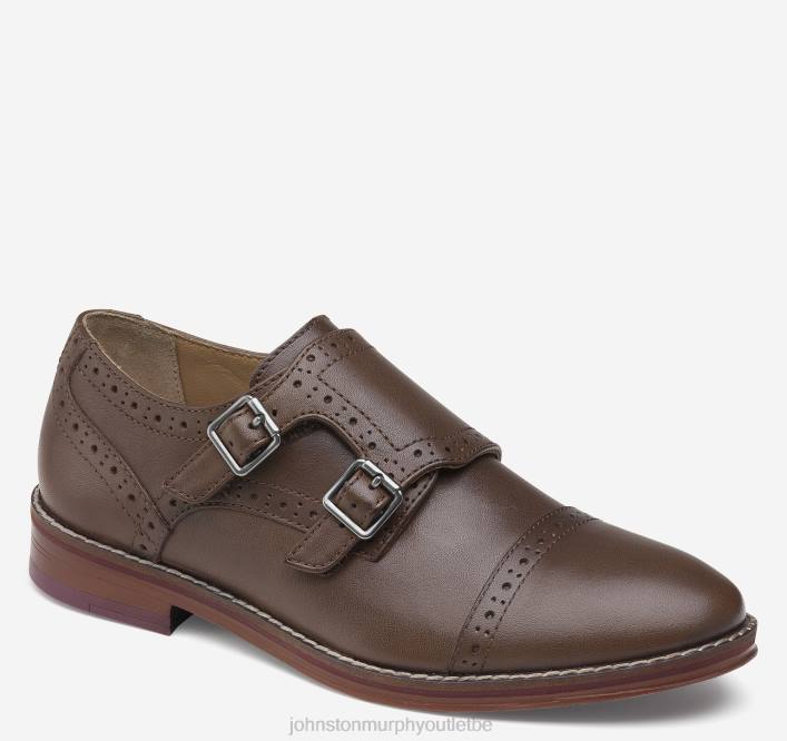 Johnston & Murphy garçon sangle de moine à double boucle big kid conard TXRN1353 chaussures acajou pleine fleur