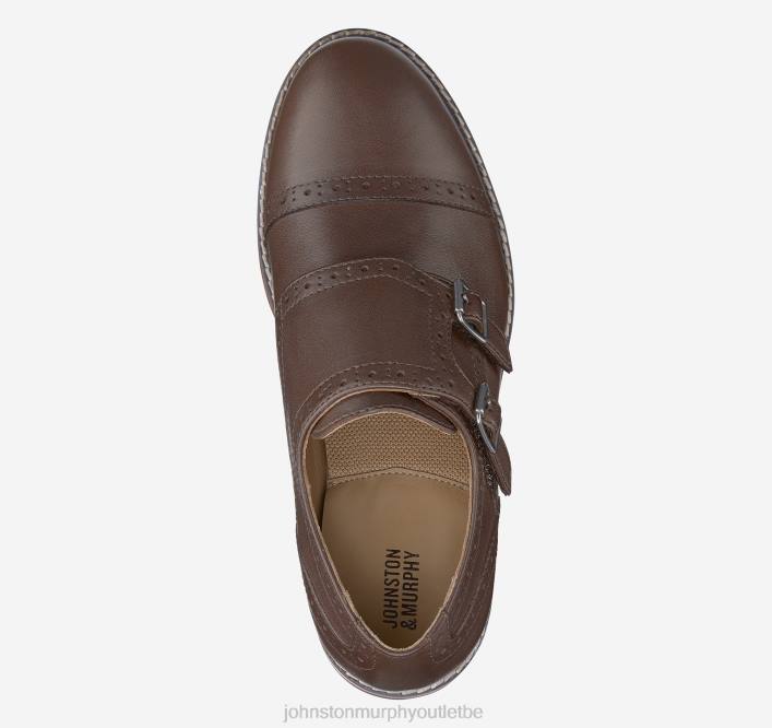 Johnston & Murphy garçon sangle de moine à double boucle big kid conard TXRN1353 chaussures acajou pleine fleur