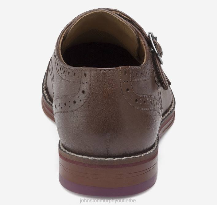 Johnston & Murphy garçon sangle de moine à double boucle big kid conard TXRN1353 chaussures acajou pleine fleur