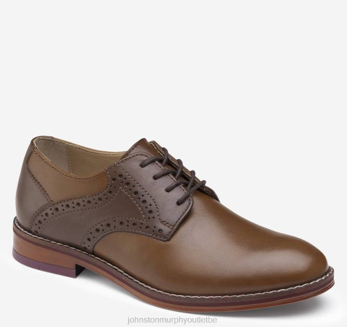 Johnston & Murphy garçon selle conard grand enfant TXRN1365 chaussures beige/brun foncé pleine fleur