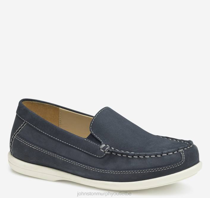 Johnston & Murphy garçon grand enfant Locklin vénitien TXRN1340 chaussures nubuck huilé bleu marine