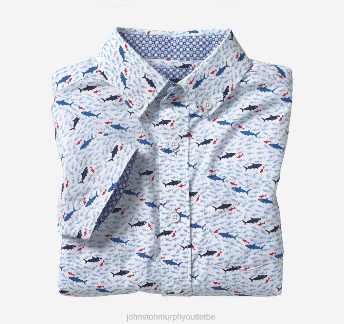 Johnston & Murphy garçon chemise imprimée à manches courtes pour garçon TXRN1396 vêtements requin