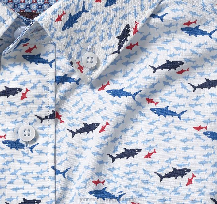 Johnston & Murphy garçon chemise imprimée à manches courtes pour garçon TXRN1396 vêtements requin