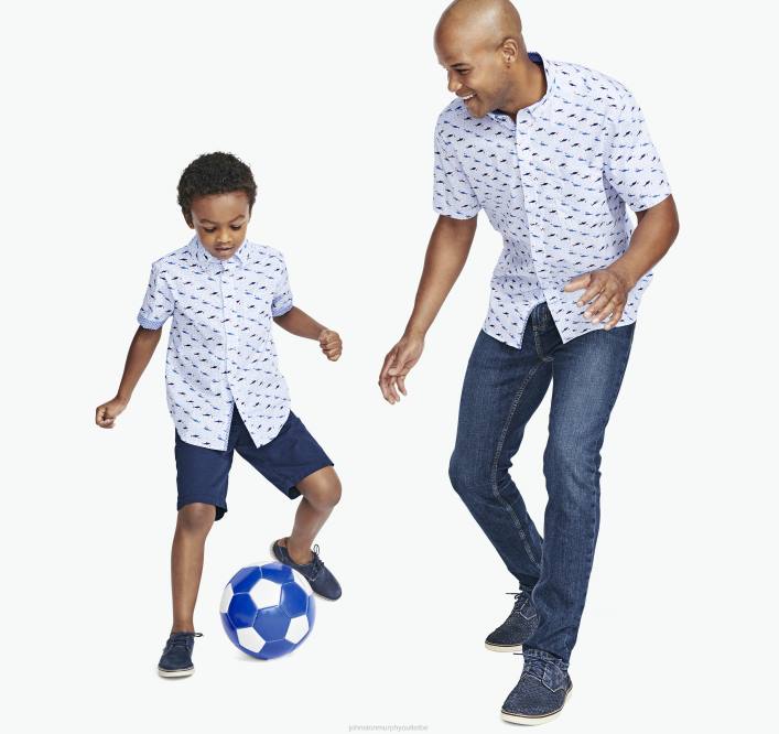 Johnston & Murphy garçon chemise imprimée à manches courtes pour garçon TXRN1396 vêtements requin