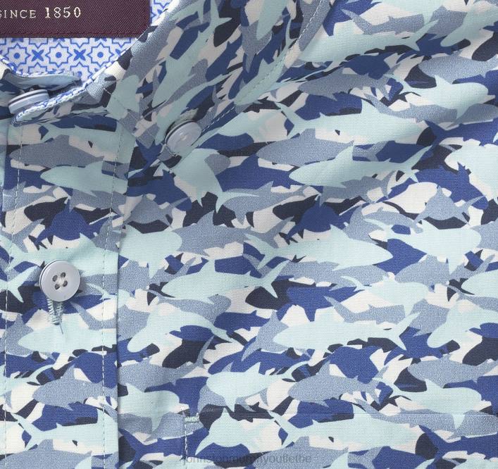 Johnston & Murphy garçon chemise imprimée à manches courtes pour garçon TXRN1402 vêtements requin bleu caché