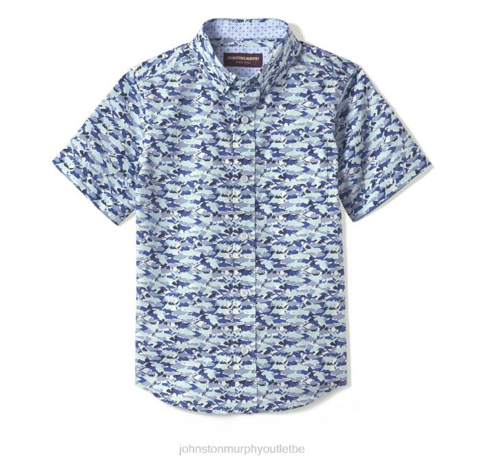 Johnston & Murphy garçon chemise imprimée à manches courtes pour garçon TXRN1402 vêtements requin bleu caché