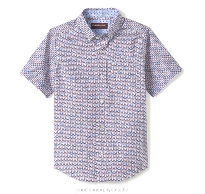 Johnston & Murphy garçon chemise imprimée à manches courtes pour garçon TXRN1403 vêtements tête de requin blanc