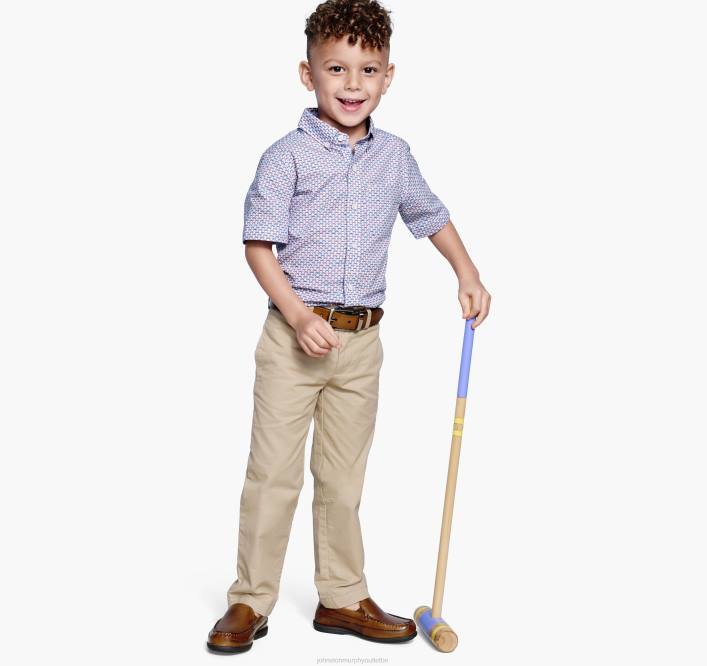 Johnston & Murphy garçon chemise imprimée à manches courtes pour garçon TXRN1403 vêtements tête de requin blanc
