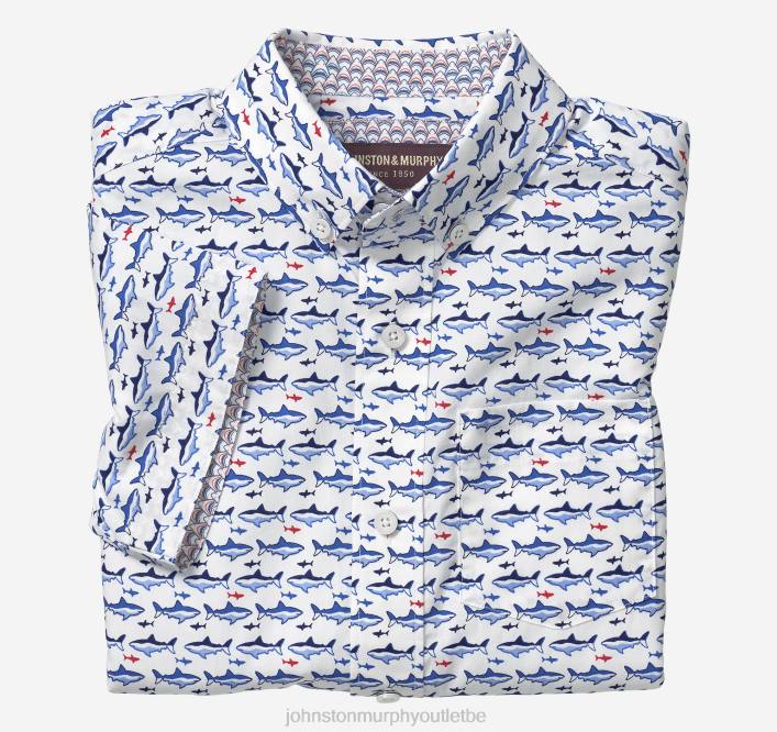 Johnston & Murphy garçon chemise imprimée à manches courtes pour garçon TXRN1404 vêtements requin blanc