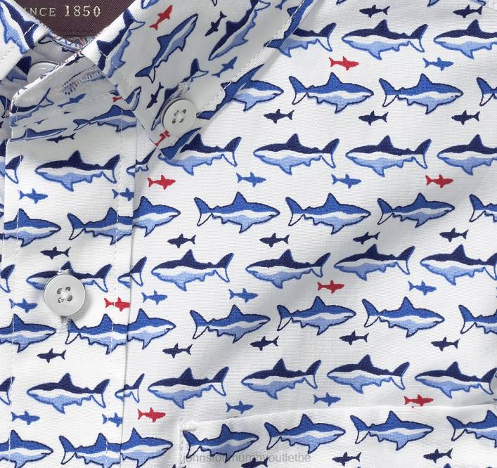 Johnston & Murphy garçon chemise imprimée à manches courtes pour garçon TXRN1404 vêtements requin blanc