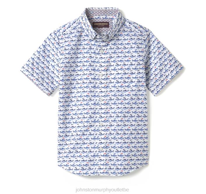 Johnston & Murphy garçon chemise imprimée à manches courtes pour garçon TXRN1404 vêtements requin blanc
