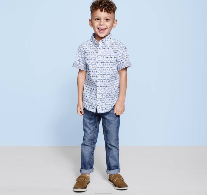 Johnston & Murphy garçon chemise imprimée à manches courtes pour garçon TXRN1404 vêtements requin blanc