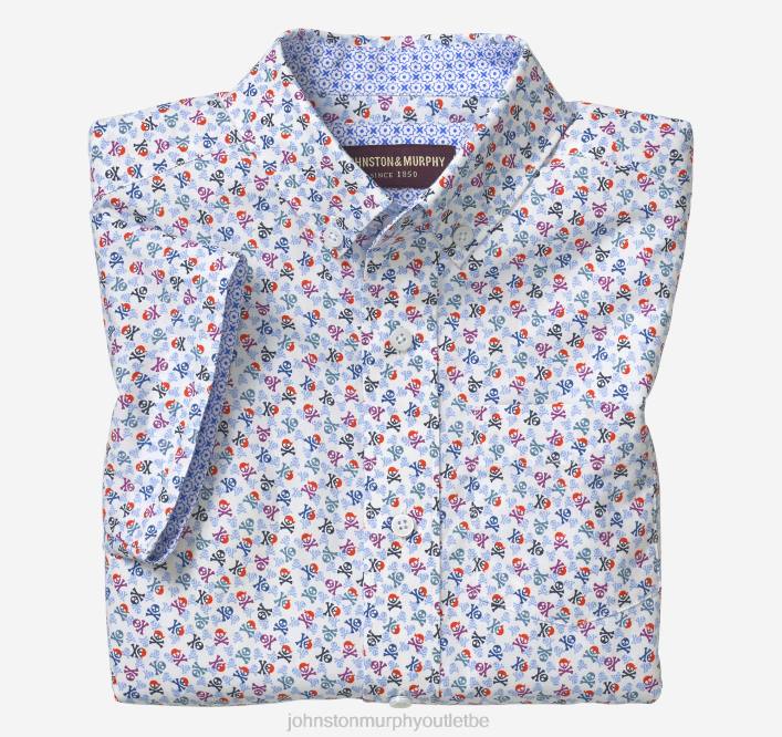Johnston & Murphy garçon chemise imprimée à manches courtes pour garçon TXRN1405 vêtements crâne multi blanc