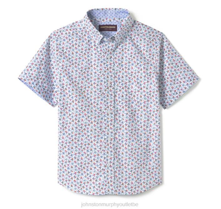 Johnston & Murphy garçon chemise imprimée à manches courtes pour garçon TXRN1405 vêtements crâne multi blanc