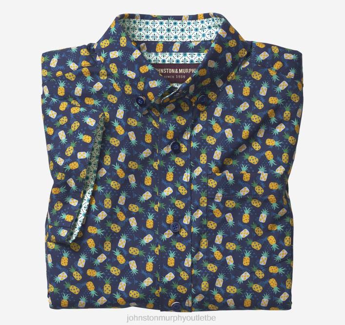Johnston & Murphy garçon chemise imprimée à manches courtes pour garçon TXRN1406 vêtements ananas marine