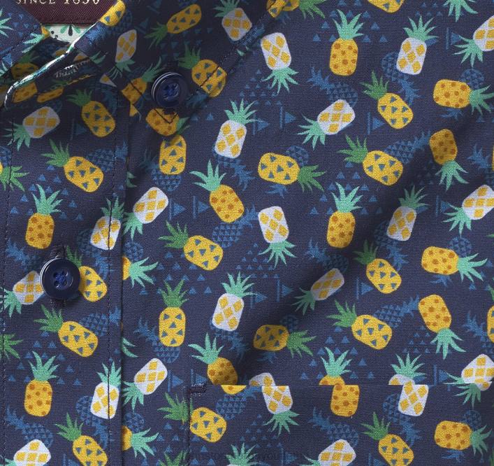 Johnston & Murphy garçon chemise imprimée à manches courtes pour garçon TXRN1406 vêtements ananas marine