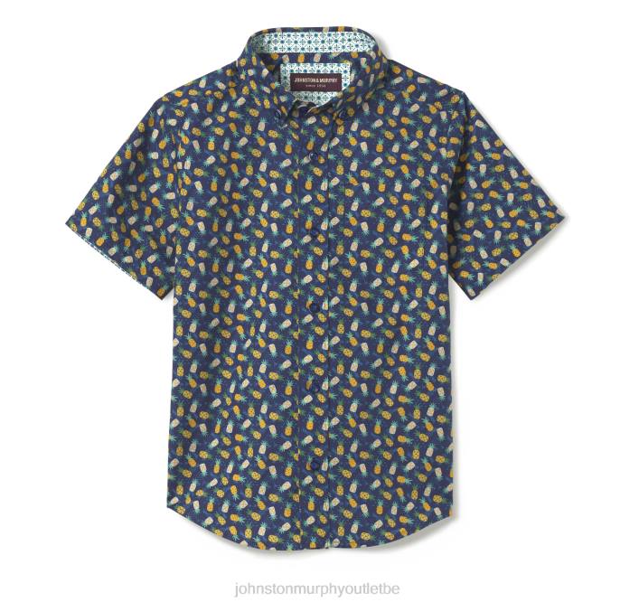 Johnston & Murphy garçon chemise imprimée à manches courtes pour garçon TXRN1406 vêtements ananas marine