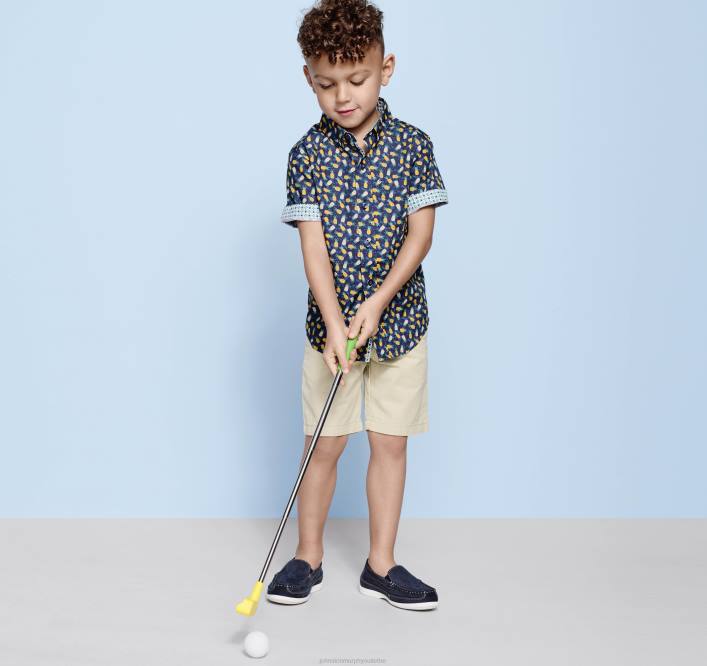 Johnston & Murphy garçon chemise imprimée à manches courtes pour garçon TXRN1406 vêtements ananas marine