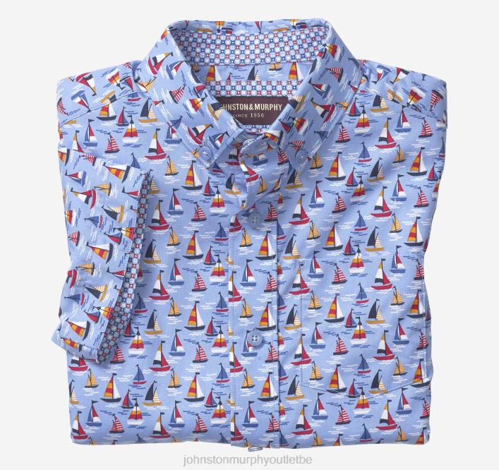 Johnston & Murphy garçon chemise imprimée à manches courtes pour garçon TXRN1407 vêtements voilier bleu