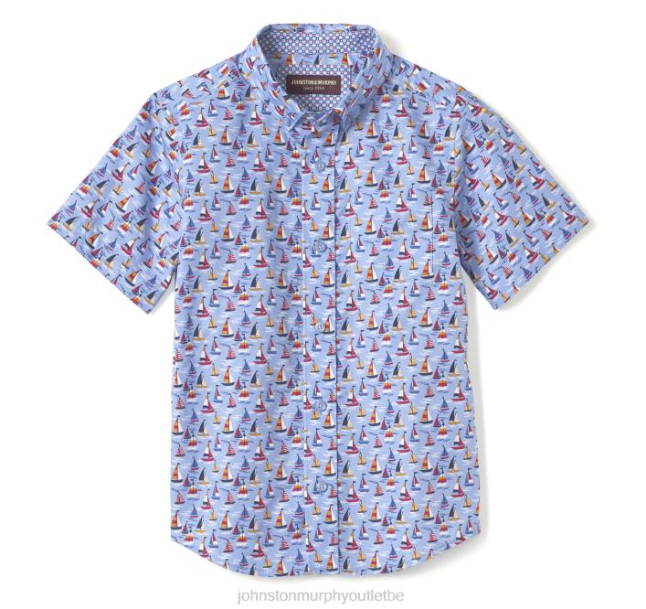 Johnston & Murphy garçon chemise imprimée à manches courtes pour garçon TXRN1407 vêtements voilier bleu
