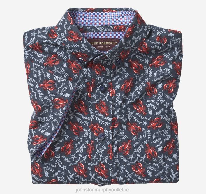 Johnston & Murphy garçon chemise imprimée à manches courtes pour garçon TXRN1408 vêtements homard de la marine