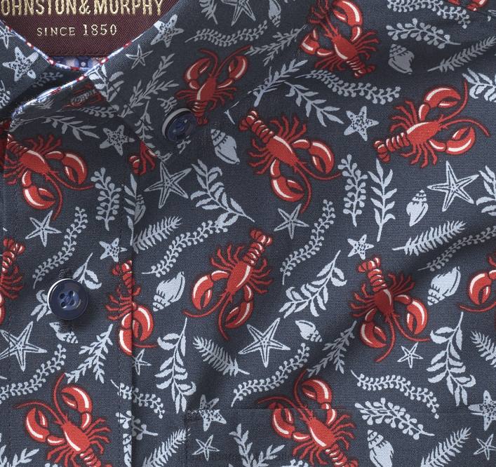 Johnston & Murphy garçon chemise imprimée à manches courtes pour garçon TXRN1408 vêtements homard de la marine