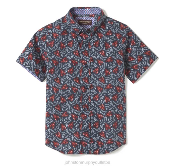 Johnston & Murphy garçon chemise imprimée à manches courtes pour garçon TXRN1408 vêtements homard de la marine