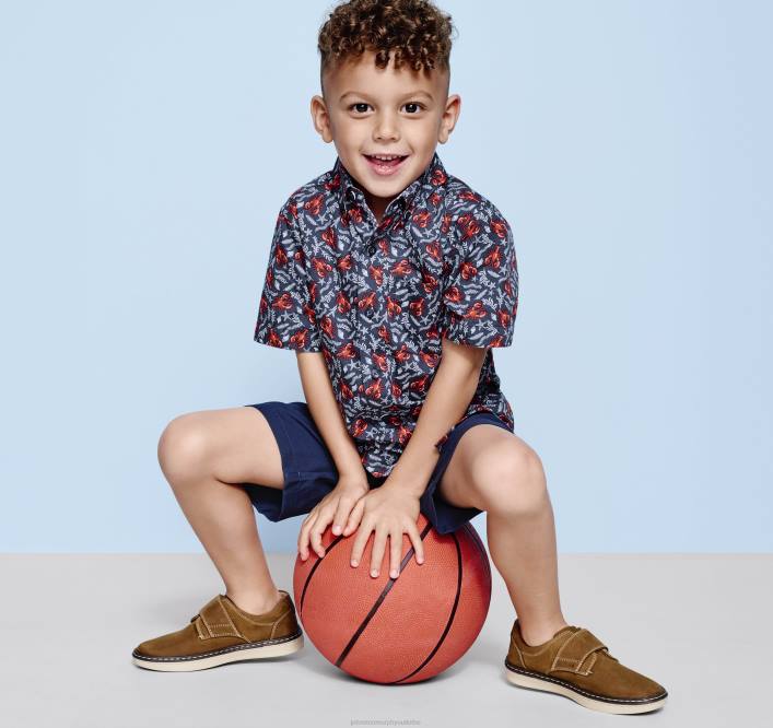 Johnston & Murphy garçon chemise imprimée à manches courtes pour garçon TXRN1408 vêtements homard de la marine