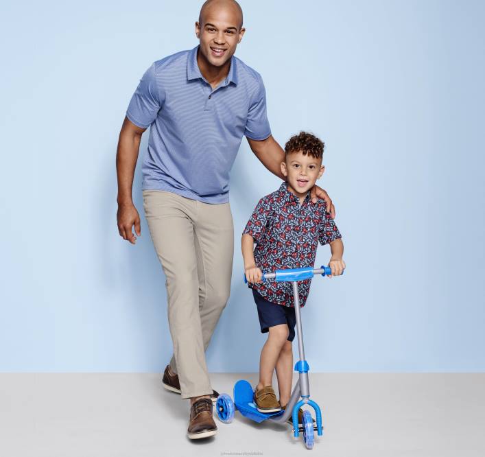 Johnston & Murphy garçon chemise imprimée à manches courtes pour garçon TXRN1408 vêtements homard de la marine