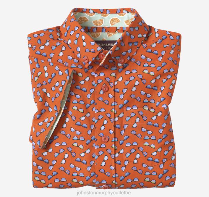 Johnston & Murphy garçon chemise imprimée à manches courtes pour garçon TXRN1409 vêtements lunettes de soleil orange