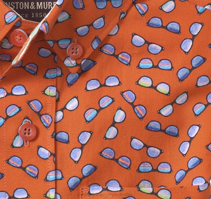 Johnston & Murphy garçon chemise imprimée à manches courtes pour garçon TXRN1409 vêtements lunettes de soleil orange