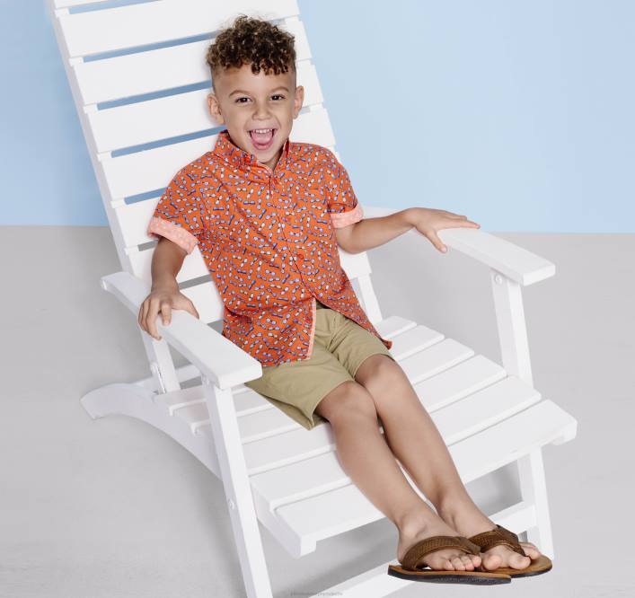 Johnston & Murphy garçon chemise imprimée à manches courtes pour garçon TXRN1409 vêtements lunettes de soleil orange