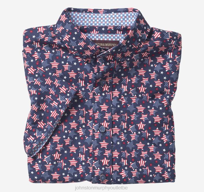 Johnston & Murphy garçon chemise imprimée à manches courtes pour garçon TXRN1410 vêtements marine patriotique