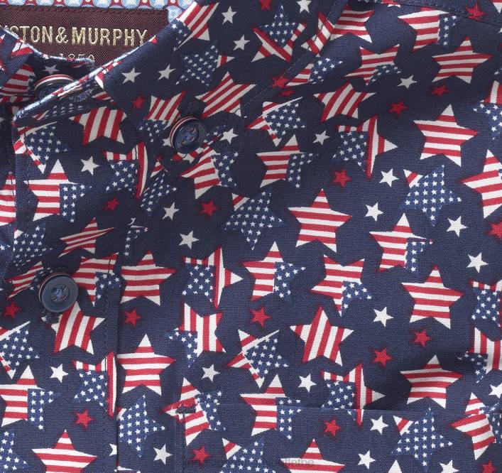 Johnston & Murphy garçon chemise imprimée à manches courtes pour garçon TXRN1410 vêtements marine patriotique