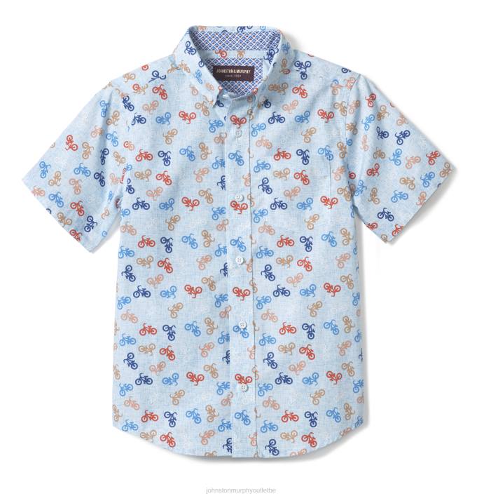 Johnston & Murphy garçon chemise imprimée à manches courtes pour garçon TXRN1411 vêtements vélo bleu
